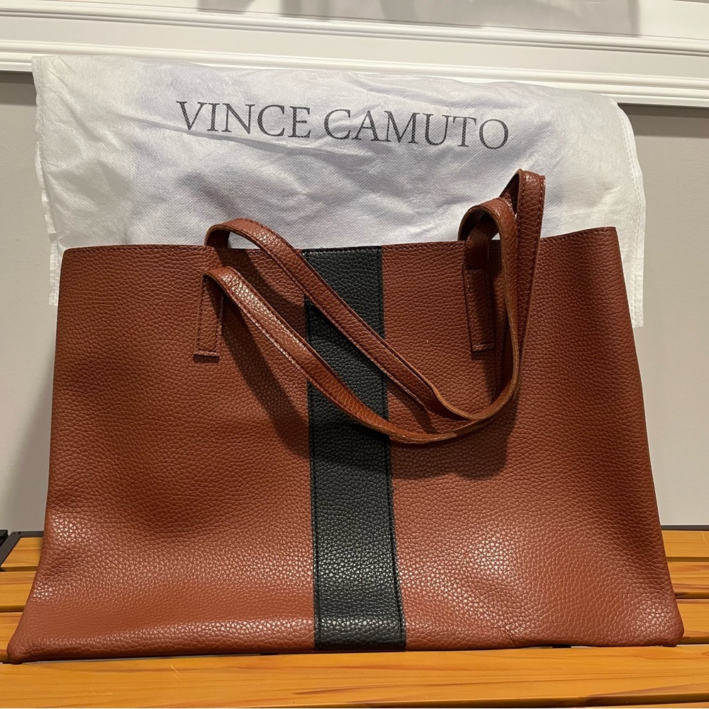 Brown and black tote